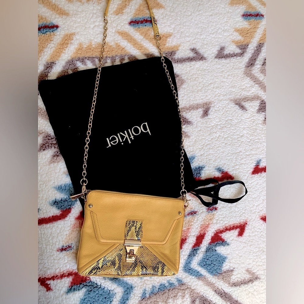 Nwot Botkier Yellow & Python Small Shoulder Bag W… - image 1